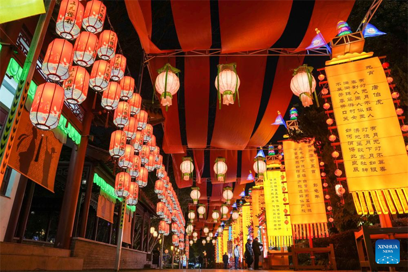 Cerim?nia de ilumina??o do 39o Festival de Lanternas de Qinhuai acontece em Nanjing, leste da China